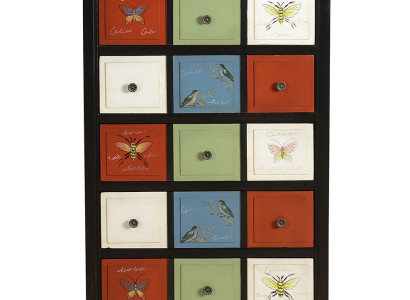 Bunter Apotheken Schrank Kommode Sideboard Hoch Schränke Echtes Holz Kommoden